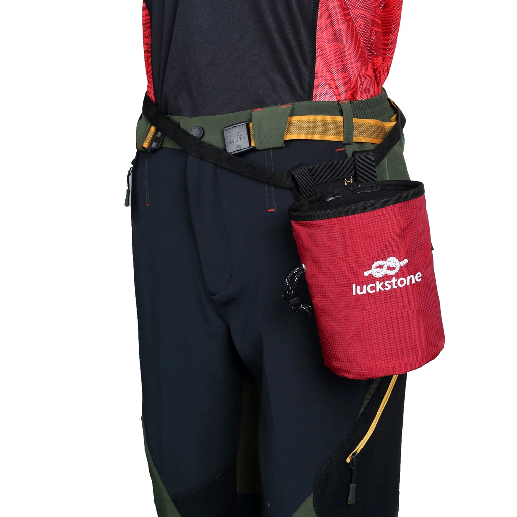 2pcs/set Green & Red Rock Climbers Outdoor Climbing Chalk Bag with Adjustable Belt & Drawstring Closure Climbing Accessories