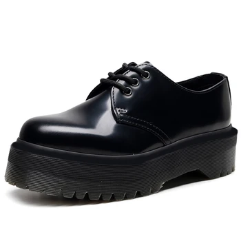 

Women Boots 3-Eye Quad Chunky High Platform Autumn Oxfords High Quality Ladies Leather Shoes Martins Casual Women Boots New