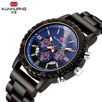 

Wooden Stainless Steel Watch Men Brand Luxury Water Resistant Timepieces Chronograph Quartz Watches relogio masculino Men's Gift