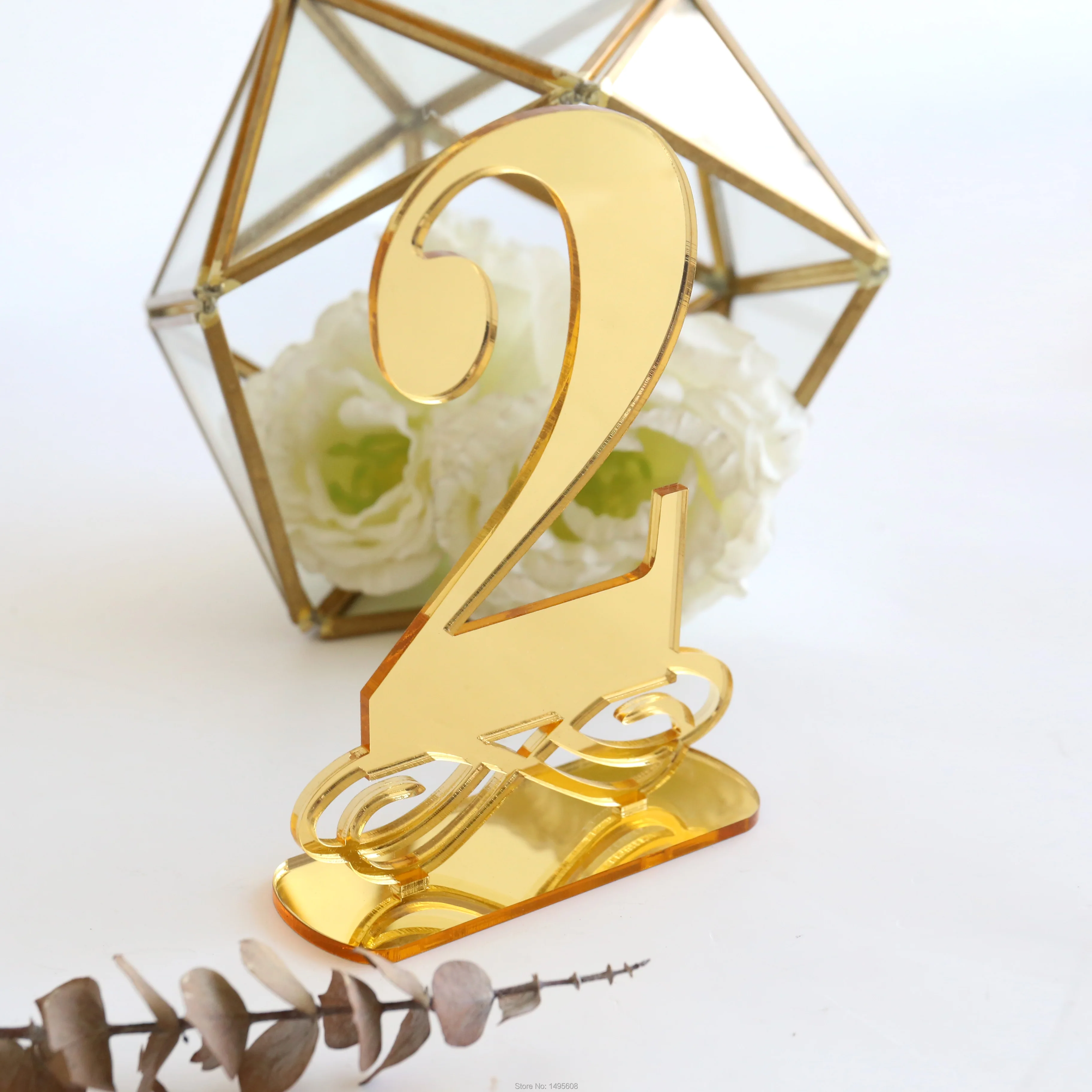 Gold Mirror Table Numbers , Wedding Table Decor, Acrylic, Wood Numbers for Events, Freestanding Go