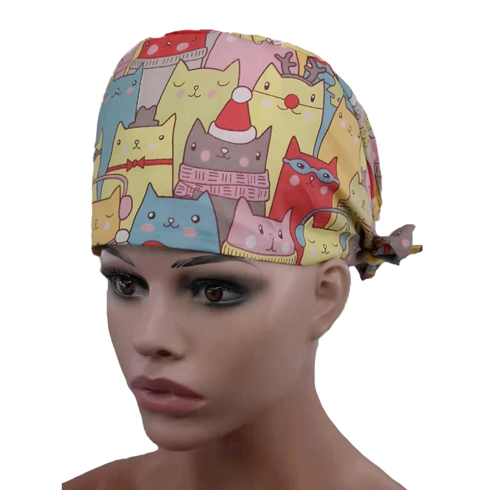 Surgical Scrub for Women Adjustable Medical Caps Hospital Scrub Lab Clinic Dental Operation Hat Doctor Nurse printing cap