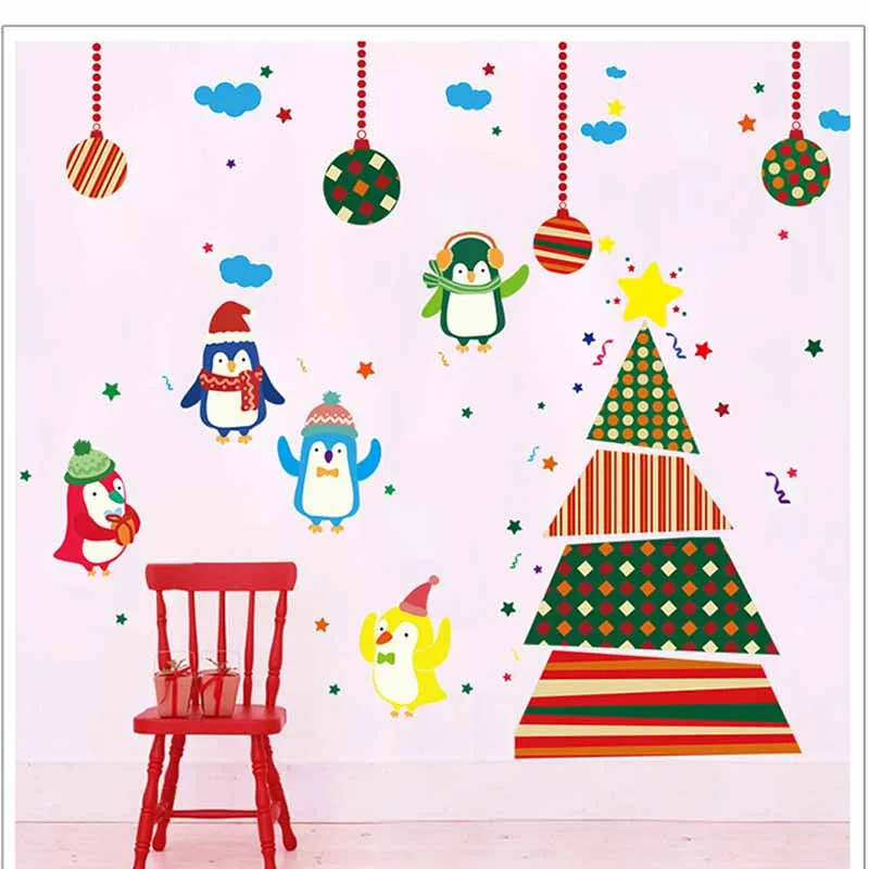 Christmas Decorations For Home New Year Living Room Glass Window Background Decorative Stickers