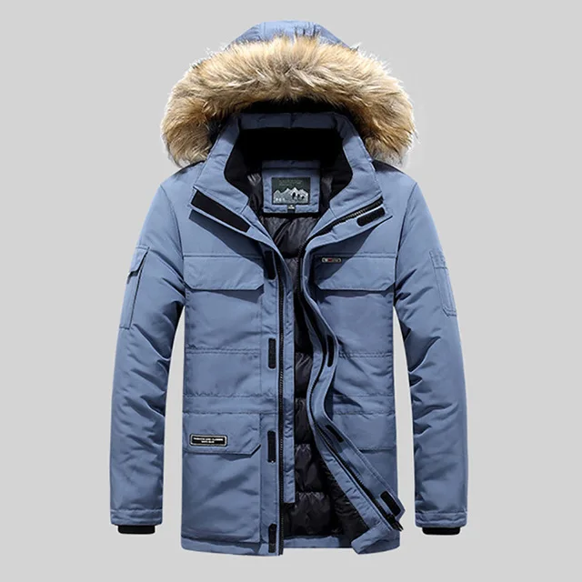 2 Plus Size Mid-Long Winter Jacket Men Windbreaker Thick Warm Fur Collar Mens Parkas Multi-pocket Outwear Classic New Wear Coats - Цвет: 2