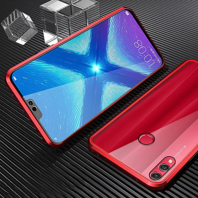 Red Case Двусторонняя магнитная защита 360 для huawei Honor 8X Max 9X Pro закаленное переднее стекло для Honor 10 Lite Honor 20Pro view 20 чехол - Цвет: Red Case