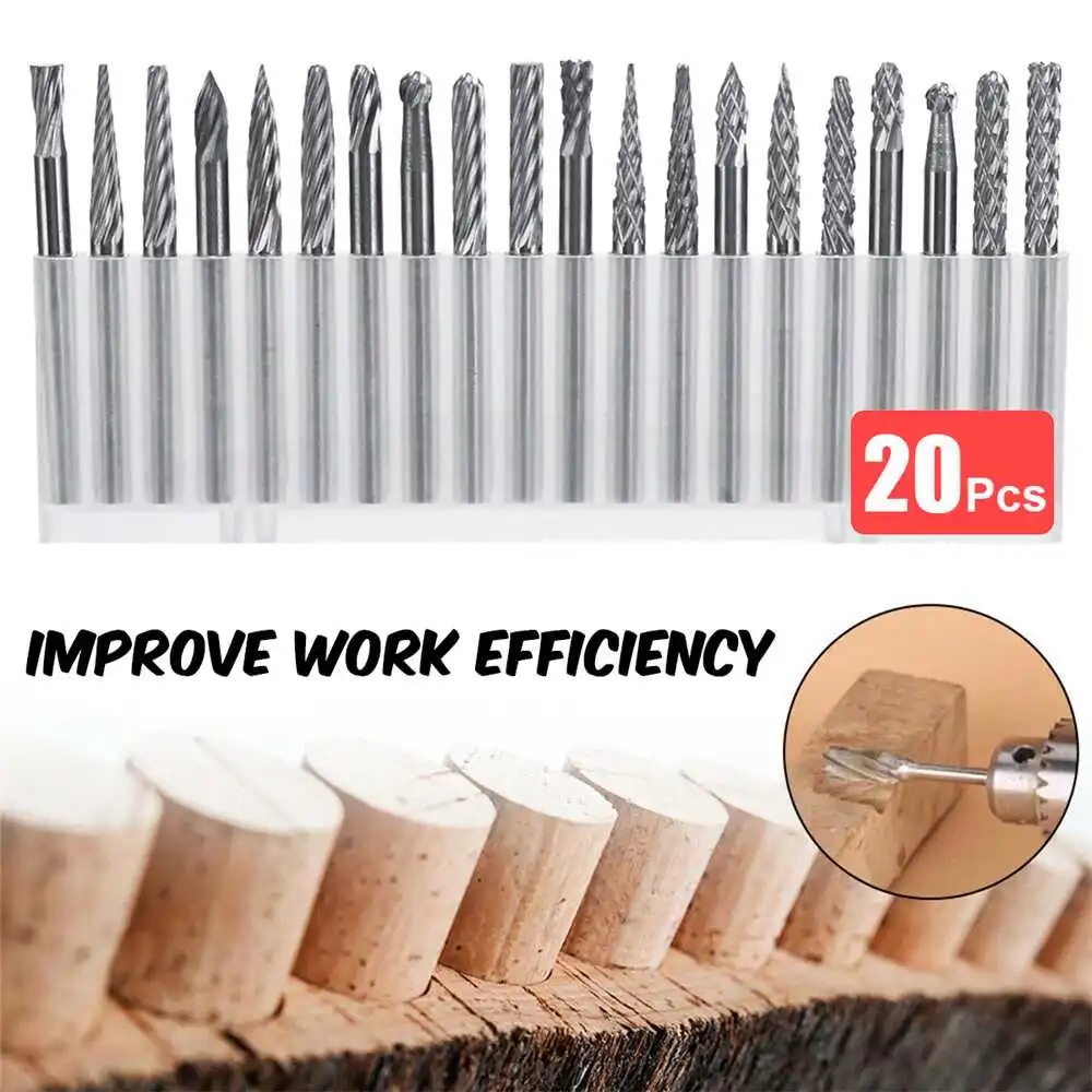 

20pcs Tungsten Steel Grinding Bit 3x3mm Files Set Abrasive Rotary Tools Grinding Burs Drill Bits for Dremel Rotary Tools