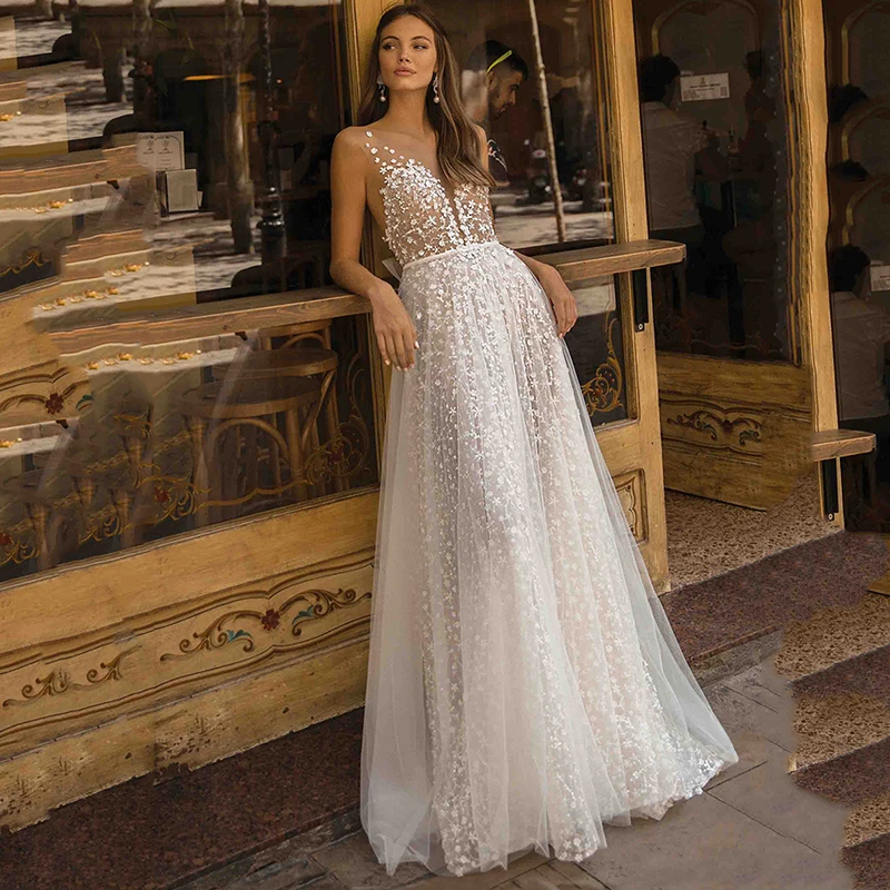 Eightree Boho Trouwjurk V-hals Kant Applicaties Bruid Jurk 2020 Bohomian Bruidsjurken Strand EEN Lijn vestido de noiva backles Eightree Boho Trouwjurk V-hals Kant Applicaties Bruid Jurk 2020 Bohomian Bruidsjurken Strand EEN Lijn vestido de noiva backles