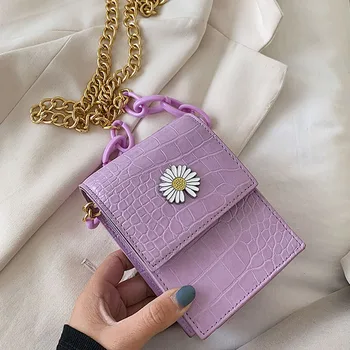 

Crocodile Pattern Box Bag PU Leather MINI Crossbody Bags for Women Chain Solid Color Travel Fashion Shoulder Handbags Phone Bag