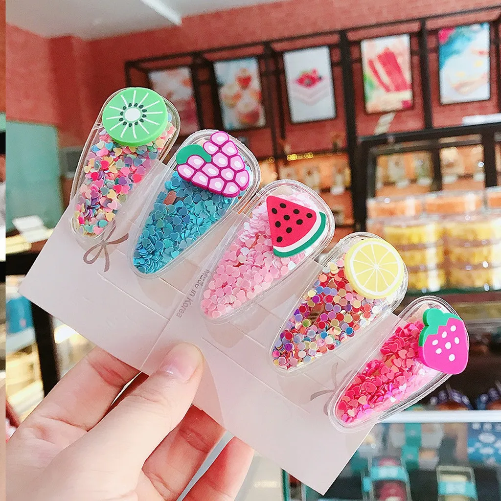 

5Pcs Fashion lady color flow sofa clip Women's PVC Multicolor Girls Hairpin Hair Clip Cute Fruit Barrette Comb заколки new 05*