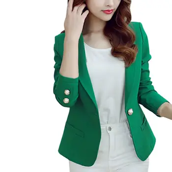 

Black Pink Yellow Women blazers Single Button Plus Size Blaser Office Lady Elegant Blazer With Long Sleeves