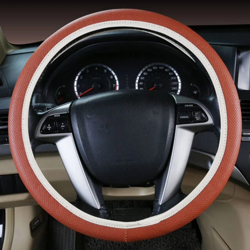 

Car Covers Leather Punching Steering Wheel Cover DIY Steering Wheel Covers Soft Leather Steering-Wheel Cover New