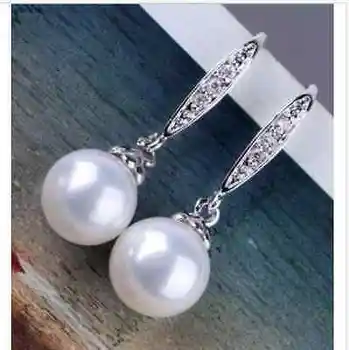

charming 10-11mm natural south sea white pearl dangle earring