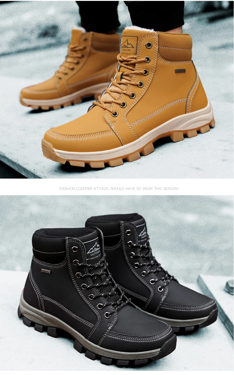 VESONAL/брендовые зимние ботинки; зимние теплые короткие плюшевые мужские Ботильоны; качественные мужские кроссовки из искусственной кожи для походов на открытом воздухе; обувь