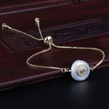 Черный Белый cz проложить защиту от сглаза шарм натуральный плоский пресноводный жемчуг браслет из бисера для женщин свадебный подарок на день рождения