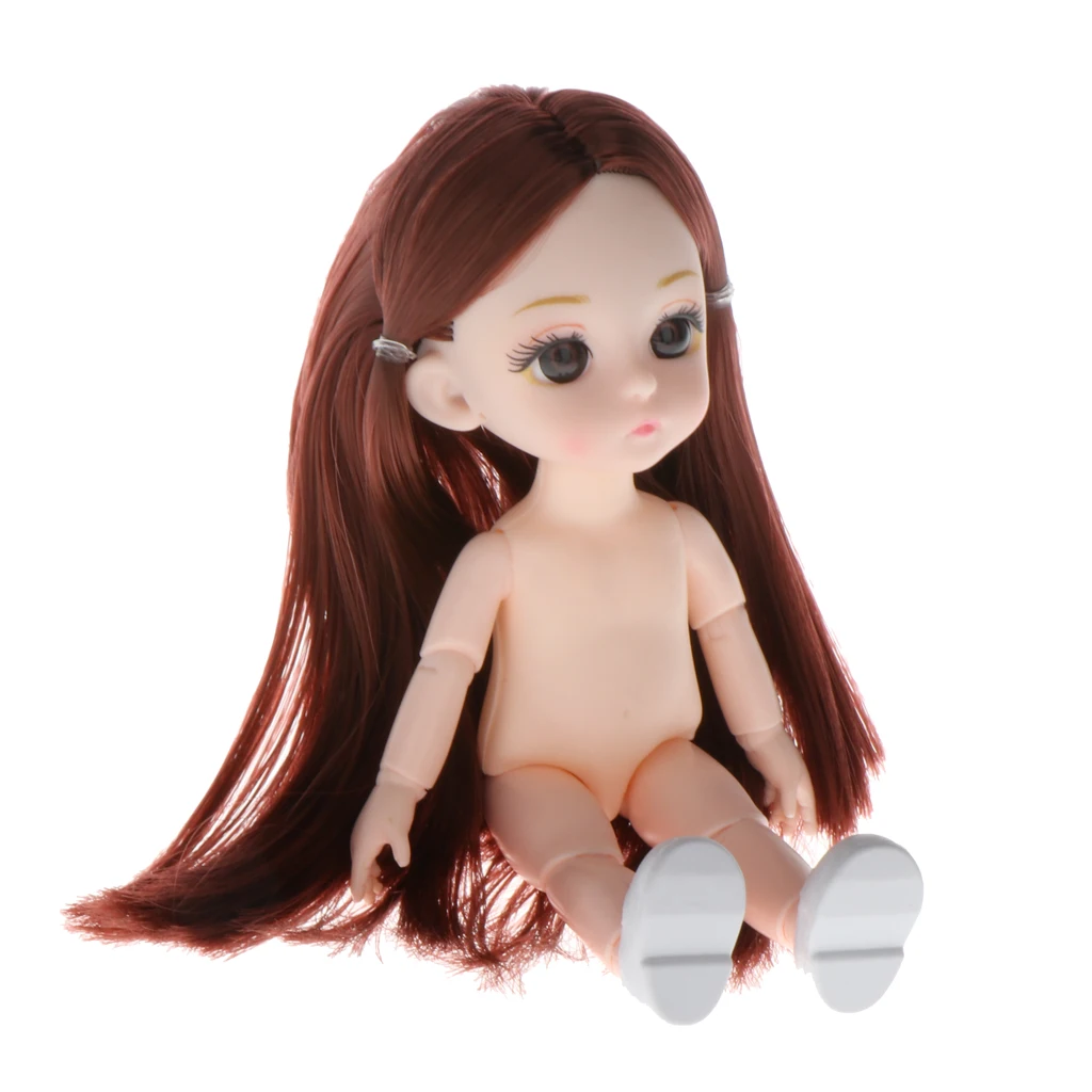 Lovely 13 Moveable Ball Joints 1/12 BJD Mini Girl Doll 3D Eyes DIY Supplies Birthday Gift  Pink Yellow Silver Hair Dolls Toy