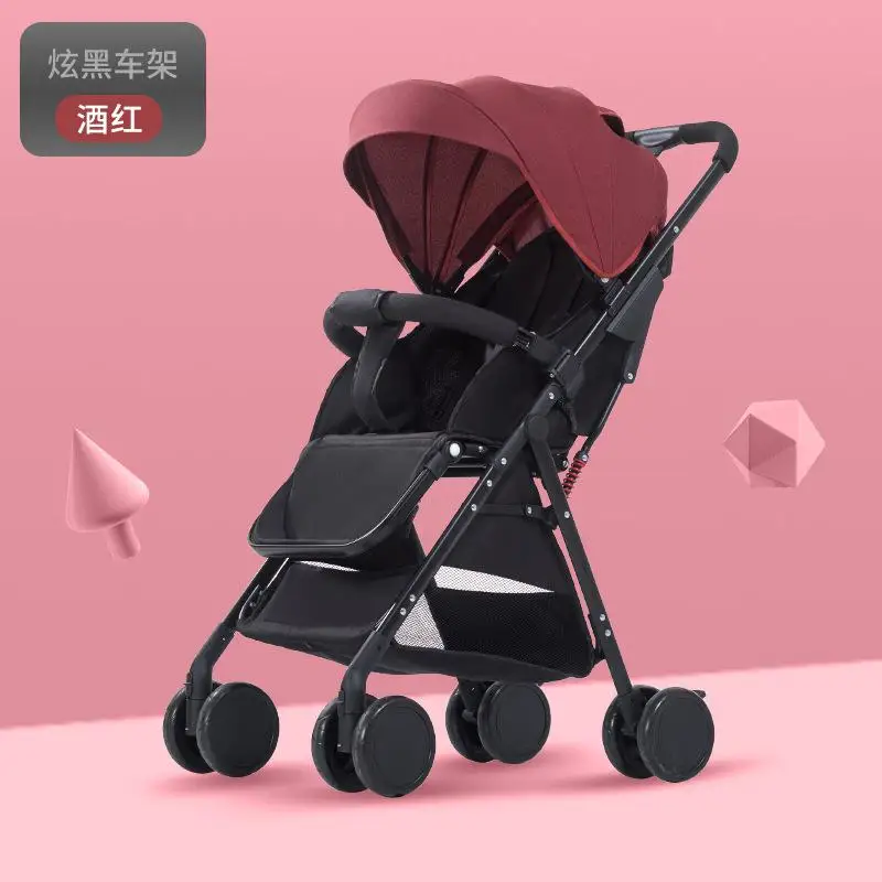 Светильник для детской коляски с высоким пейзажем, простая Складная ультра переносная коляска для новорожденных - Цвет: wine red A