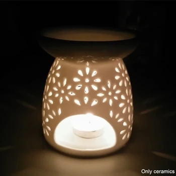 

Decoration Aroma Lamp Diffuser Home Tea Light Holder Hollowing Ceramic Bedroom Desktop Essential Oil Burner Office Furnace