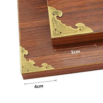 

4PCS Chinese Antique Oak Decorative Box Corner Wooden Case Jewelry Boxes Pure Copper Corners for Furniture Metal Corners Crafts