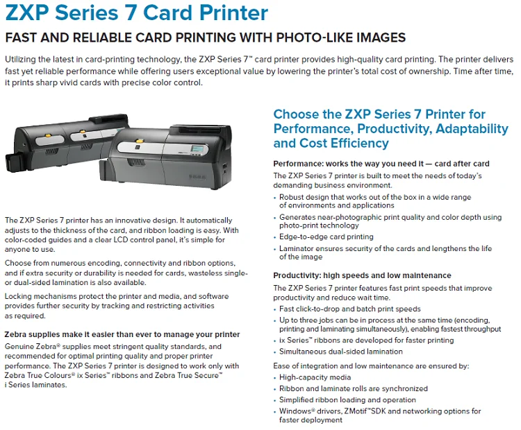 Zebra ZXP Series 7 Single and dual 