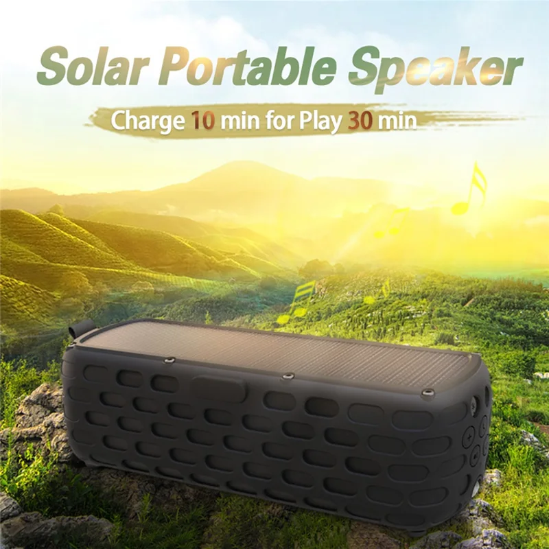 

Solar Portable Bluetooth Speaker IPX5 Waterproof LED Light and Built-in Mic Compatible Column 3D Stereo Music Center Subwoofer