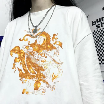 

2020 New latest dragon pattern T-shirt O-neck thirst printing casual short-sleeved street t shirt female Harajuku vest cool