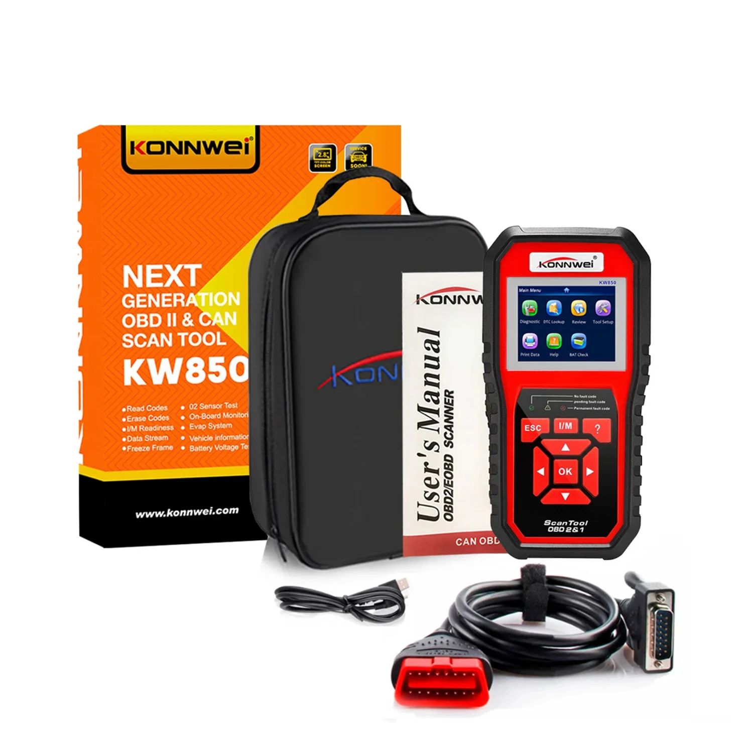 Konnwei Kw850 Obd2 Scanner Multi-Lingue Full Obd 2 Funzione Strumento Diagnostico Automatico Kw 850 Funziona Potente E Spedizione Gratuita