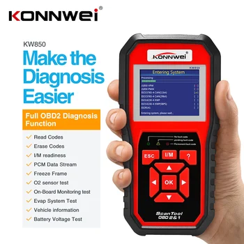 

KONNWEI KW850 OBDII Auto Code Reader Vehicle Engine Diagnostic Tool Full OBD 2 Function Scanner better than AL519 AD410 AD510
