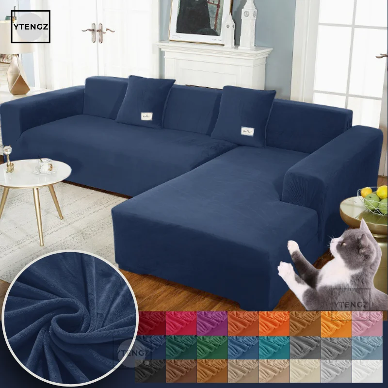 Funda de sofá Universal para sala de estar, cubierta de sofá esquinero de  terciopelo, antiarañazos de gato, elástica|Funda de sofá| - AliExpress