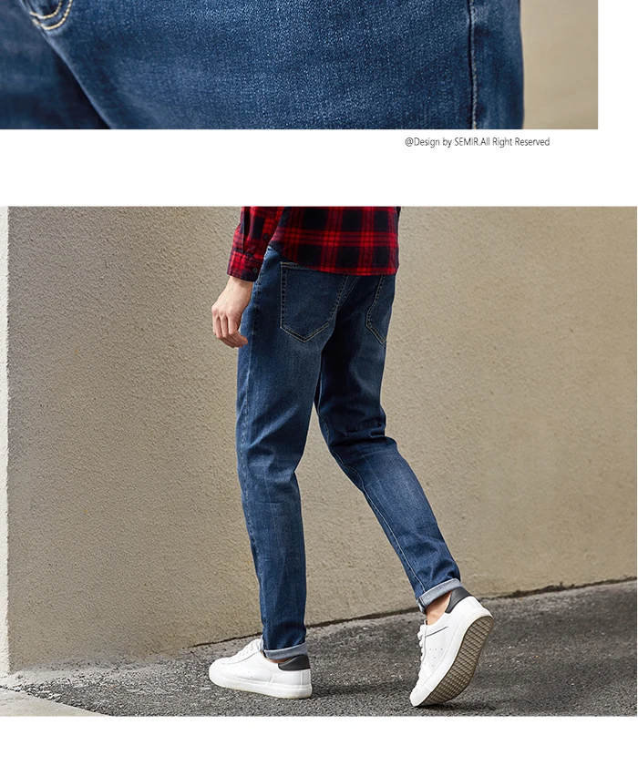 Semir джинсовые брюки мужские новые тонкие ноги брюки мужские хлопковые корейские буквы вышивка брюки студенческие мужские брюки