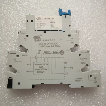 

1PCS 41F-1Z-C2-1 HF41F 5V 12V 24V 6A 1CO Slim Relay Mount On Screw Socket with LED and Protection Circuit 24VDC/AC Wafer relay