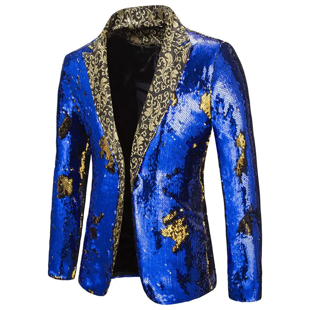 Hot Sales Charm Men's Casual Fit Suit Coat Jacket Sequin Party Top Patchwork Cardigan Hot Sales Charm Men's Casual Fit Suit Coat Jacket Sequin Party Top Patchwork Cardigan