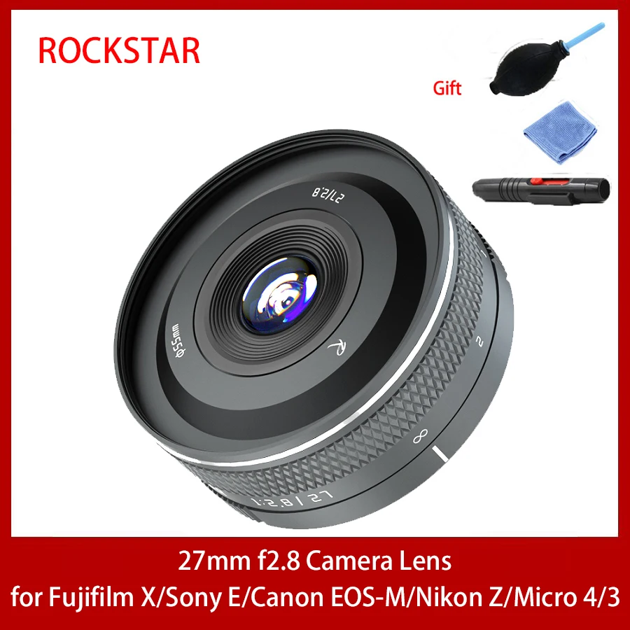 Rock Star RockStar 27mm F2.8 Large aperture fixed-focus lens camera for Fuji XF Canon EF-M Sony E Nikon Z Leica L SIGMA M4/3