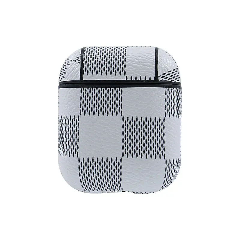 White grid AirPods беспроводной кожаный необычный текстурный узор чехол для гарнитуры для iPhone AirPods1 поколение 2 поколение зарядный чехол для гарнитуры - Цвет: White grid