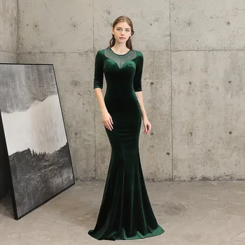 

Women dress female elegant banquet annual meeting temperament black winter dress woman party night plus size dress A336