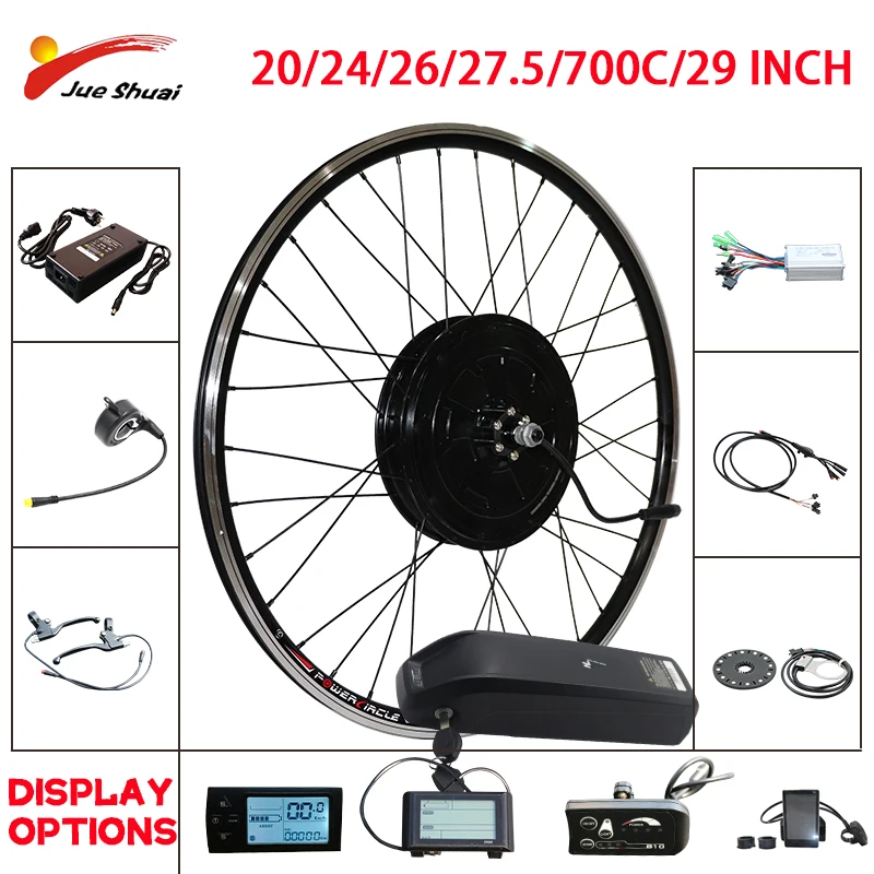 

Jueshuai Electric Bike Ebike Conversion Kit with Battery 20/24/26/27.5/700c/29 Inch Front Rear Wheel 350W Hub Motor велосипед