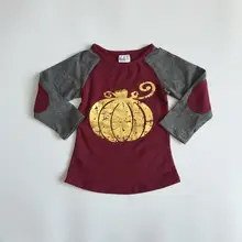 Детский осенний кардиган для мальчиков/осенний реглан для девочек, Хэллоуин регланы для маленьких мальчиков винно-красного цвета с рисунком на тему с Золотая Тыква детские топы, милые рубашки