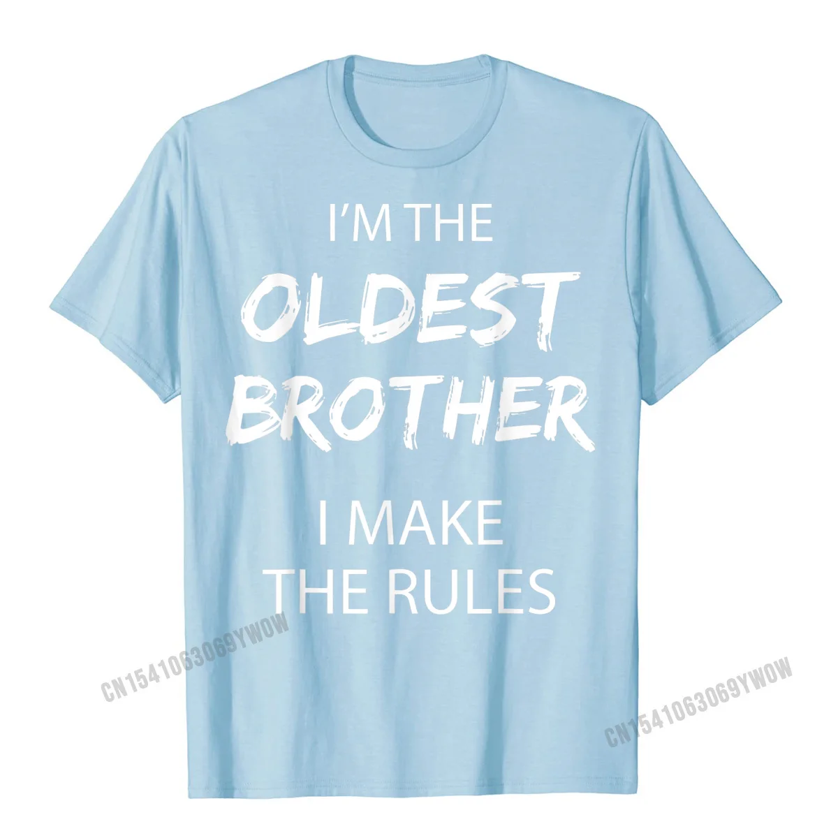 Crazy T Shirts Customized Short Sleeve Hot Sale O-Neck 100% Cotton Tops & Tees Comics Tee Shirt for Men Summer/Fall Oldest Brother I Make the Rules Matching Funny Sibling T-Shirt__828 light