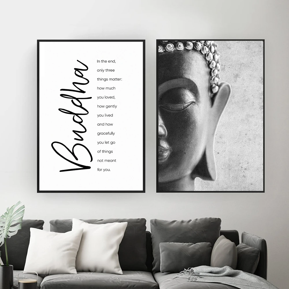 ZenBuddhaHeadStatuePosterMotivationalQuostesCanvasPrint