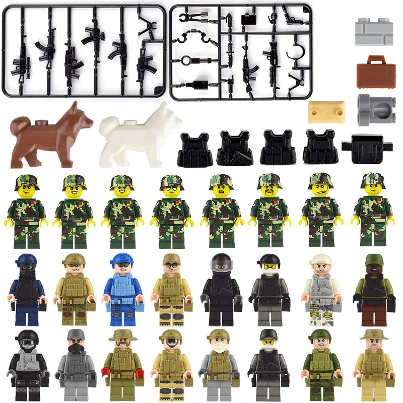 

24 pieces / set of military special forces armed soldiers with weapons pieces diy mini blocks children's toys gift