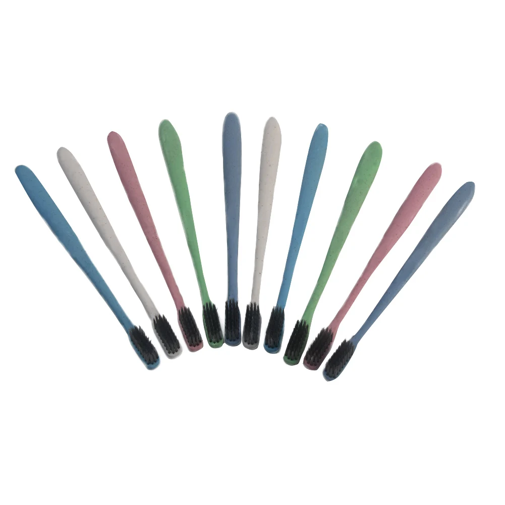 Пшеничная солома длинный уголь Мягкая зубная щетка бамбуковый уголь зубная щетка портативная зубная щетка для путешествий