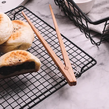 

Wooden Kitchen Utensils Long Food Tongs Korean BBQ Tongs Wood Toaster Bread Salad Tongs Cake Clip Serving Tongs For Cooking BBQ