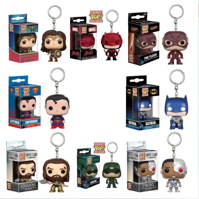 

FUNKO POP DC Comics Justice League Wonder Woman Arrow Keychain Vinyl Action Figures Collection Toys for Children Christmas Gift