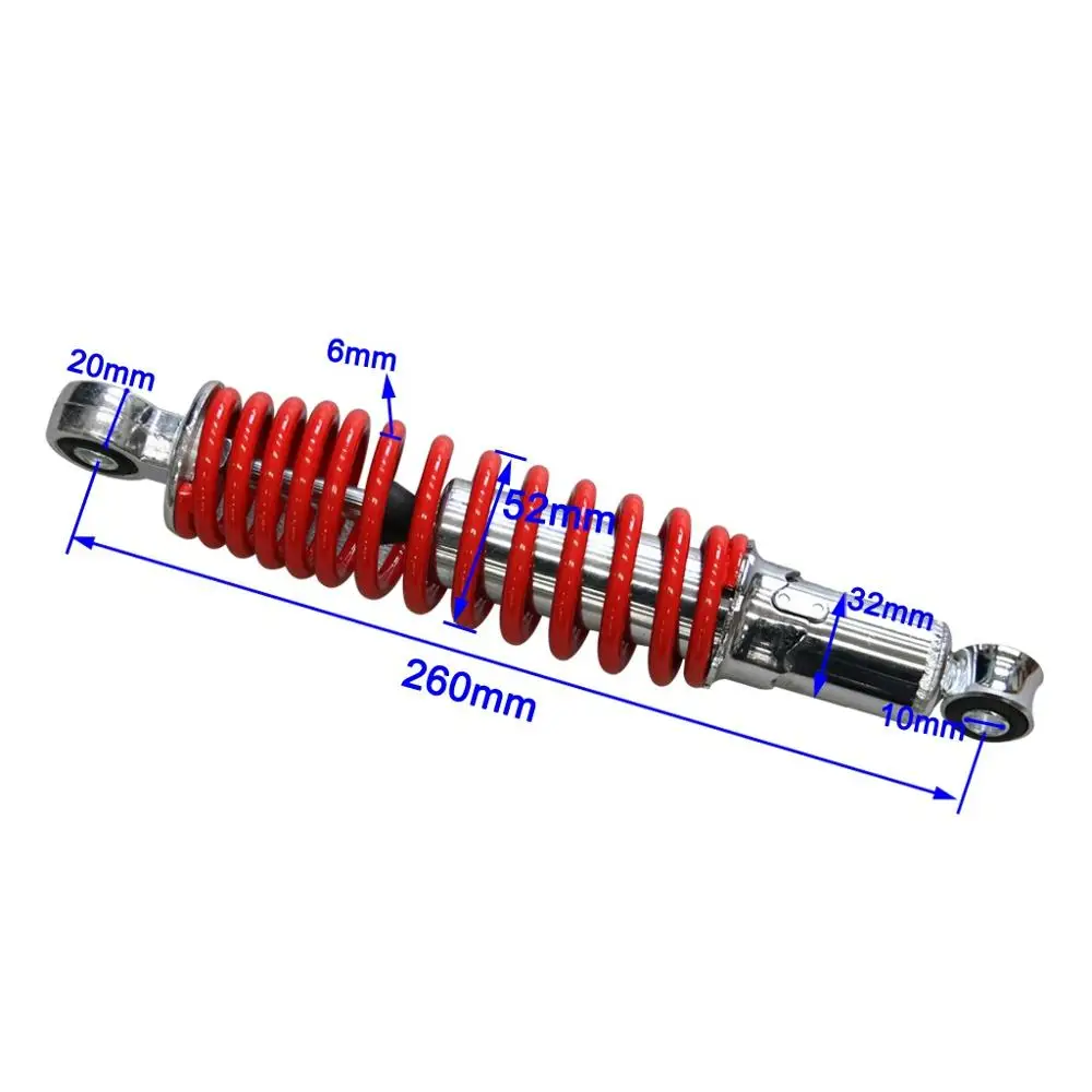 400LBS шок 250/260/270/290 мм спереди масляный амортизатор для мотоцикла 50cc 70 90 110 125cc Dirt Pit Bike ATV Go Kart - Цвет: 260mm 10inch