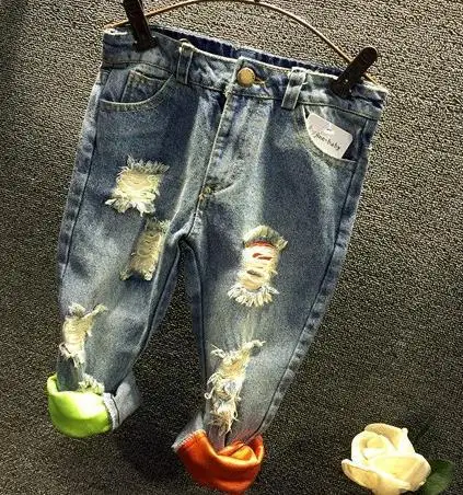 blue pants AiLe Rabbit/комплект одежды для мальчиков и девочек, Детская осенняя модная футболка, джинсы джинсовые комплекты с дырками летняя европейская одежда с буквенным принтом, K1 - Цвет: blue pants