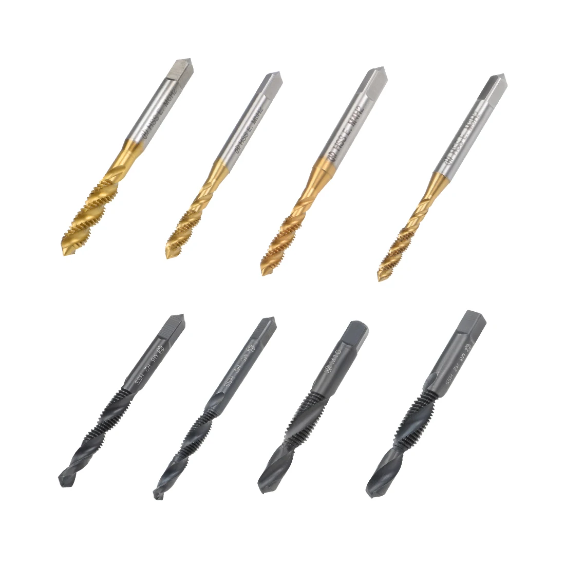 

uxcell Thread Screw Tap Metric Spiral Point Machine Thread H2 HSS Drill Bits M2 M2.5 M3 M4 M5 M6 M8 M10 for Soft Metal