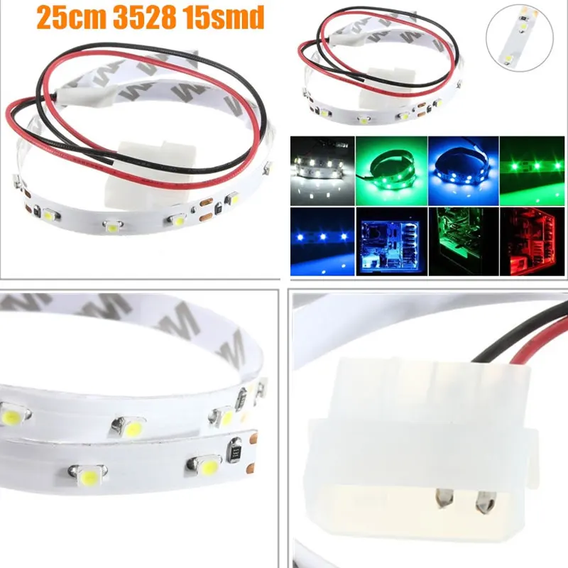 25cm Smd 3528 N o Imperme vel Led Flex vel Tira Luz Pc Computador Caso 