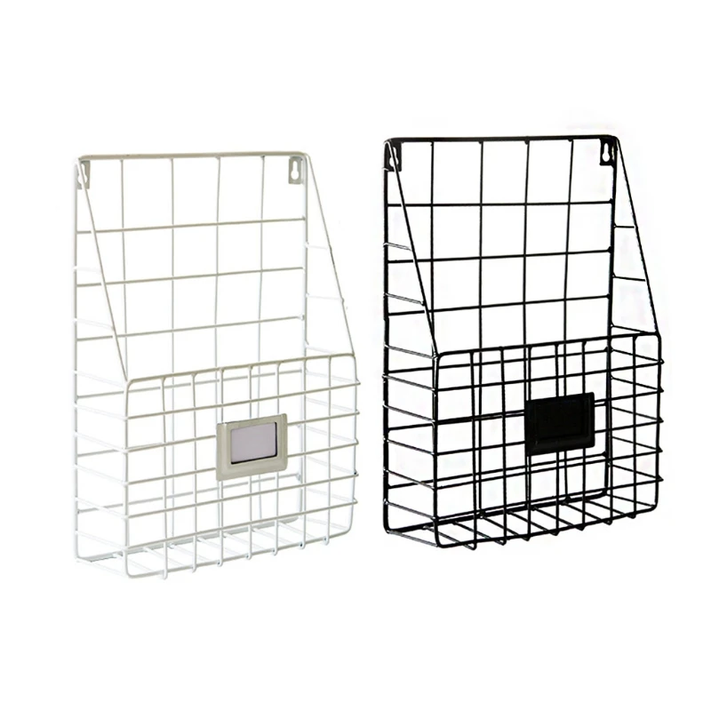 2024 New Mail Organizer Wire Basket Wall Mounted Magazine File Holder Hanging Document Foyer Storage Shelf Rack