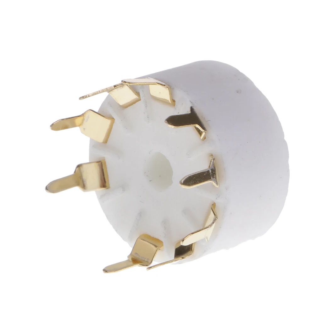 White Ceramics Gold Plated 9-pin Tube Socket GZC9-A-G Vacuum Tube Saver Base