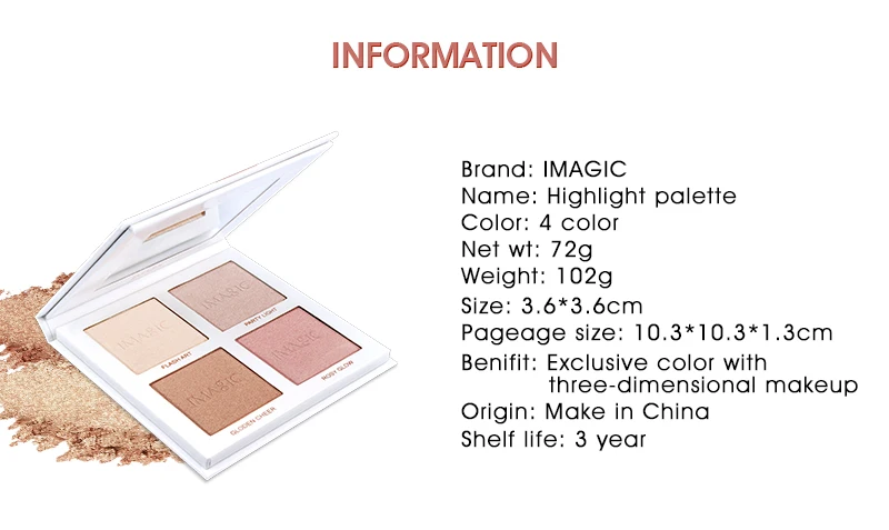 IMAGIC Powder пудра палитра мерцающий контур лица Хайлайтер для лица бронзатор макияж 4 цветной хайлайтер осветляет кожу