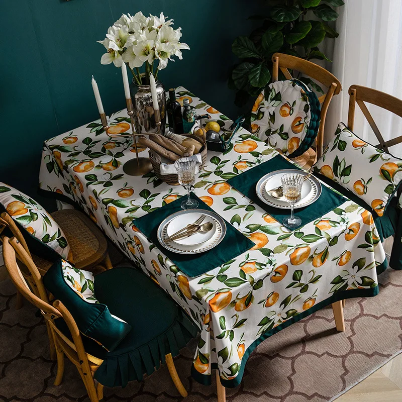 

Cotton Print Dark Green Table Cloth Cotton Linen Fruit Tablecloth Dining Table Cover Kitchen Home Decor Mantel Mesa