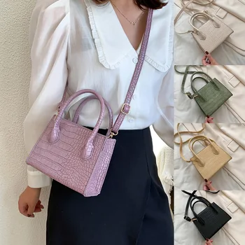 

Small Crocodile Pattern Solid Color PU Leather Crossbody Bags For Women 2020 Summer Lady Shoulder Handbags Female Simple Totes